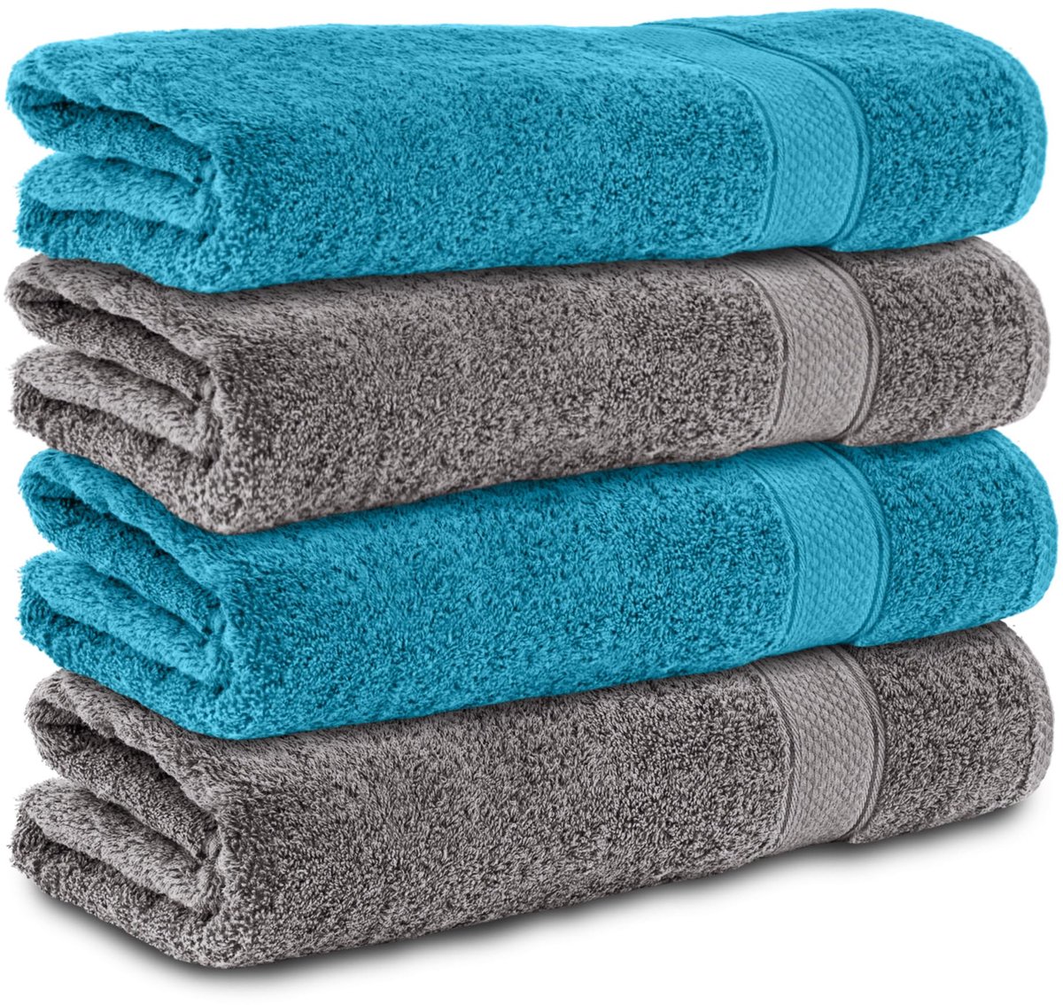 SnelShoppen - Badhanddoeken Set van 4, 70x140 cm, 100% Katoen, Absorberend, Zacht, Luxe Kleur, Ideaal voor Thuis, Sport, Sauna, Zwembad