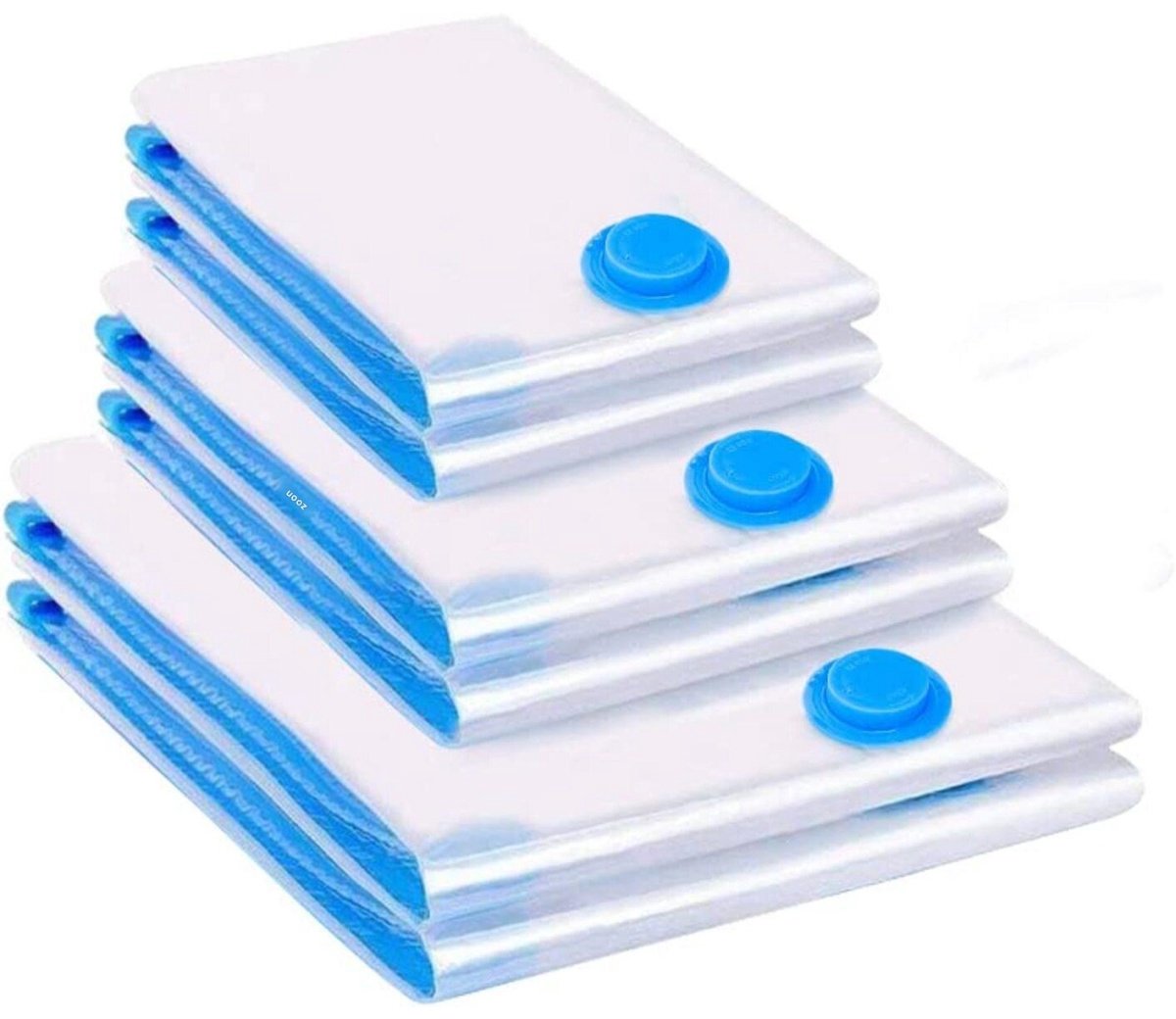 GELLDG Vacuümopbergzakken - 6-delige set - 2 extra grote (100x80 cm) + 2 grote (80x60 cm) + 2 kleine (60x40 cm) - Herbruikbare vacuümzakken geschikt voor kleding, dekbedden, beddengoed en kussens