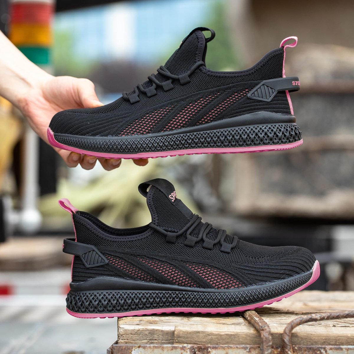 SnelShoppen - Lichtgewicht Anti-samshing Veiligheidsschoenen Dames, Ademend en Lekvrij, Comfortabele Werksneakers voor Werk en Dagelijks Gebruik, Maat
