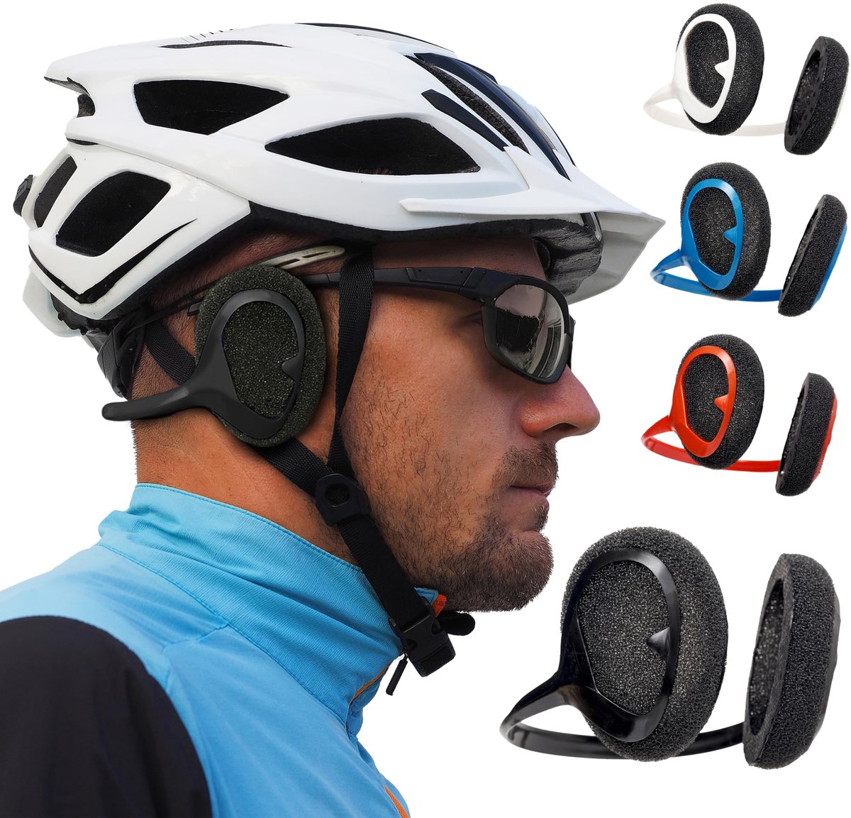 SnelShoppen - WINDFREE Koptelefoon tegen Windgeruis, Over Ear Sport Koptelefoon Zwart, Ideaal voor Fietsen en Hardlopen, Geluiddempende Oorkappen voor