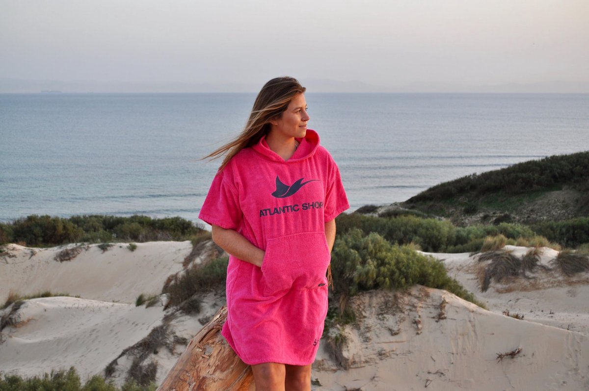 SnelShoppen - Surf Poncho Badjas van Hoogwaardig Katoen voor Strand en Zwembad - Verhuishulp in Roze - Perfect voor Kinderen en Volwassenen - Ideaal v