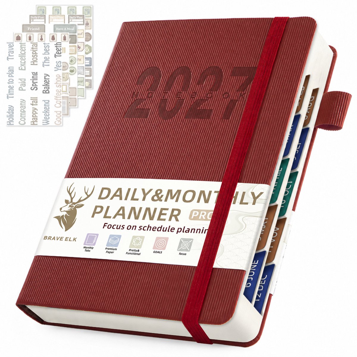 2027 Bureau agenda -Agenda - A5 - 365 pagina's, Tijdmanagement - rood - 1 exemplaar