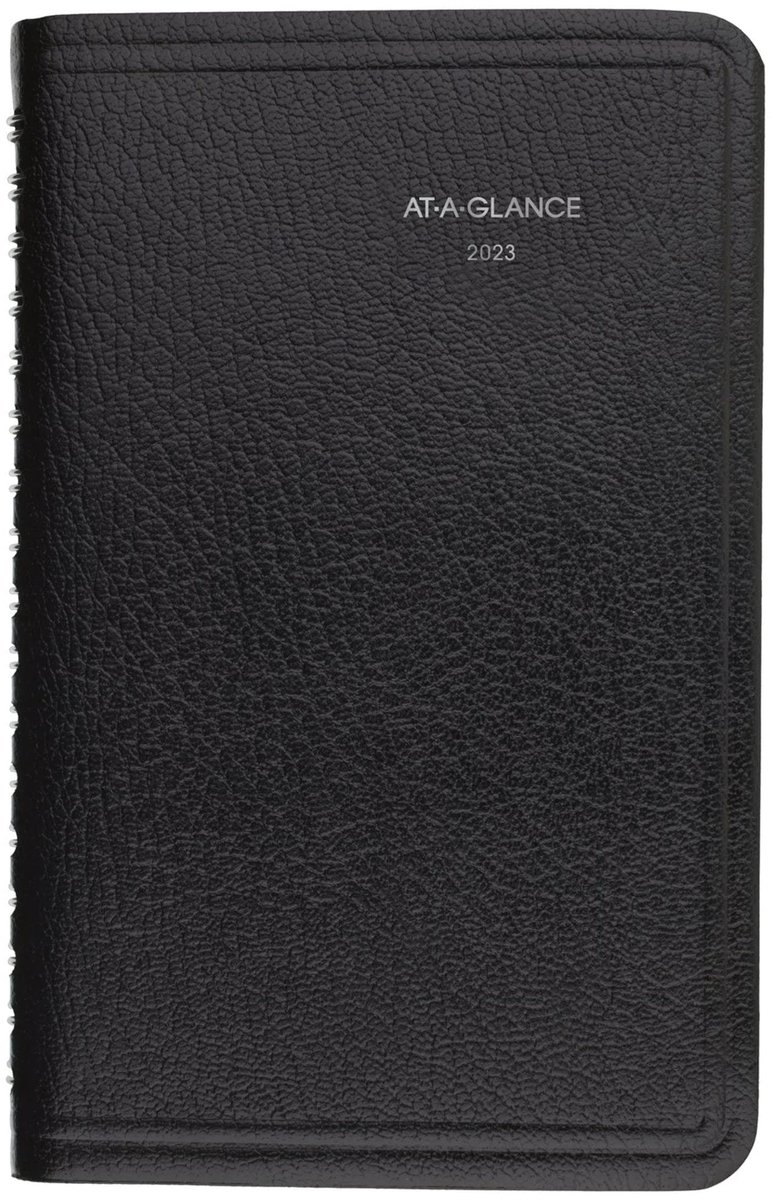 SnelShoppen - Weekplanner 2023, Afsprakenboek per Uur, Zakformaat 3-1/2 x 6 Inch, Textuurhoes Zwart, Telefoon-/Adrespagina's met Tabbladen, Perfect vo