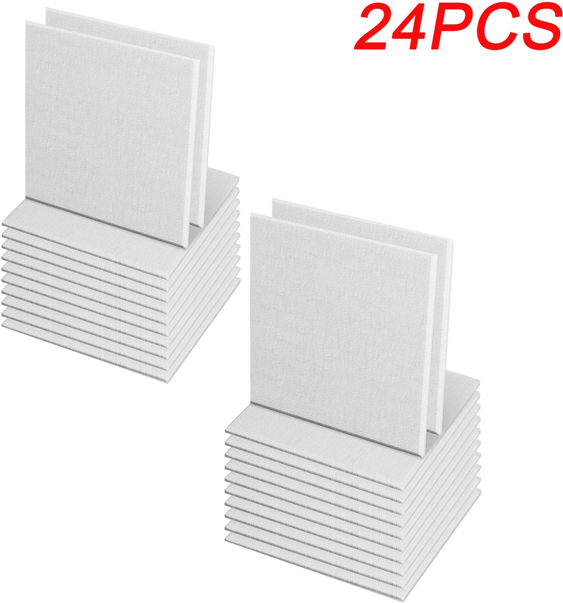 24PCS Vierkante Akoestische Panelen – Geluidsabsorberende Wandpanelen – Geluidsdemping voor Studio, Gamekamer, Kantoor & Muziekkamer – Wit