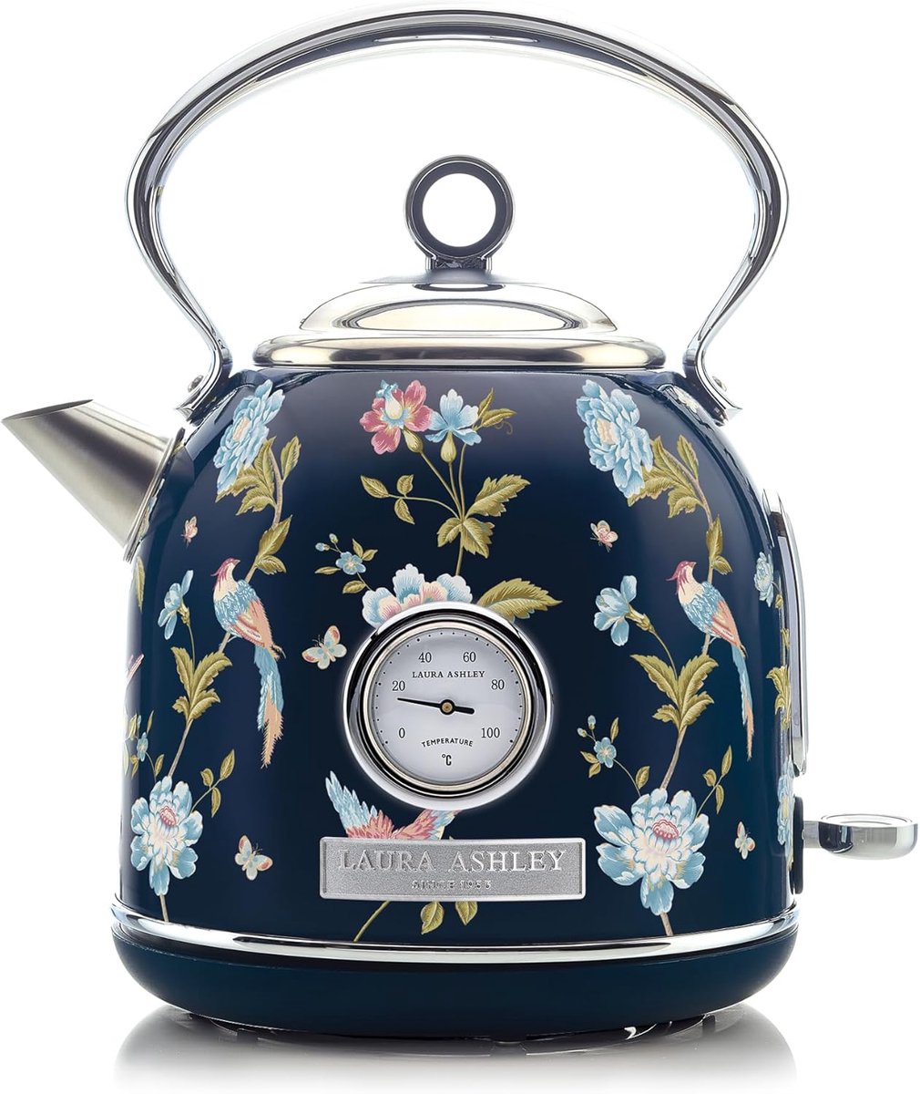 SnelShoppen Draadloze Waterkoker 1.7L Hoge Capaciteit 2.2KW Met Oververhittingsbescherming en Temperatuurindicator Vintage Navy Kleur voor Keu