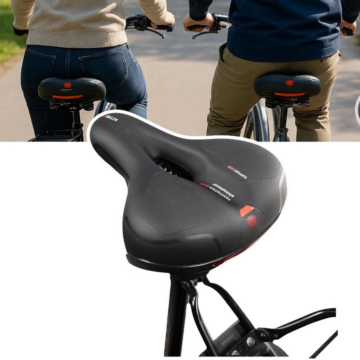 ApexArte® Fietszadel Comfort Gel - Ergonomisch Zadel - Lange Fietsritten - Zwart