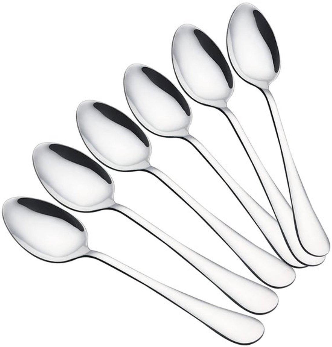 Stijlvolle Roestvrijstalen Bestekset - Eetlepels voor Koffie en Soep - 6 Stuks - Vaatwasserbestendig - Perfect voor Feestjes - Zilver