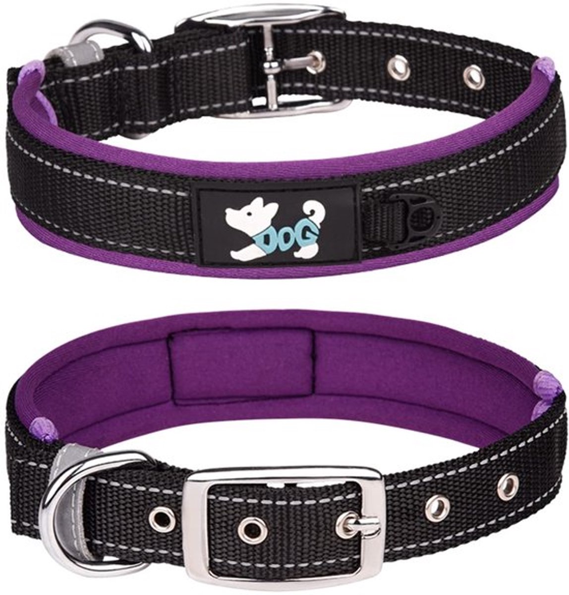 Halsband Verstelbaar - Zachte Neopreen - Reflecterend - Hondenhalsband - Voor Grote Honden - Maat L (48-58cm)