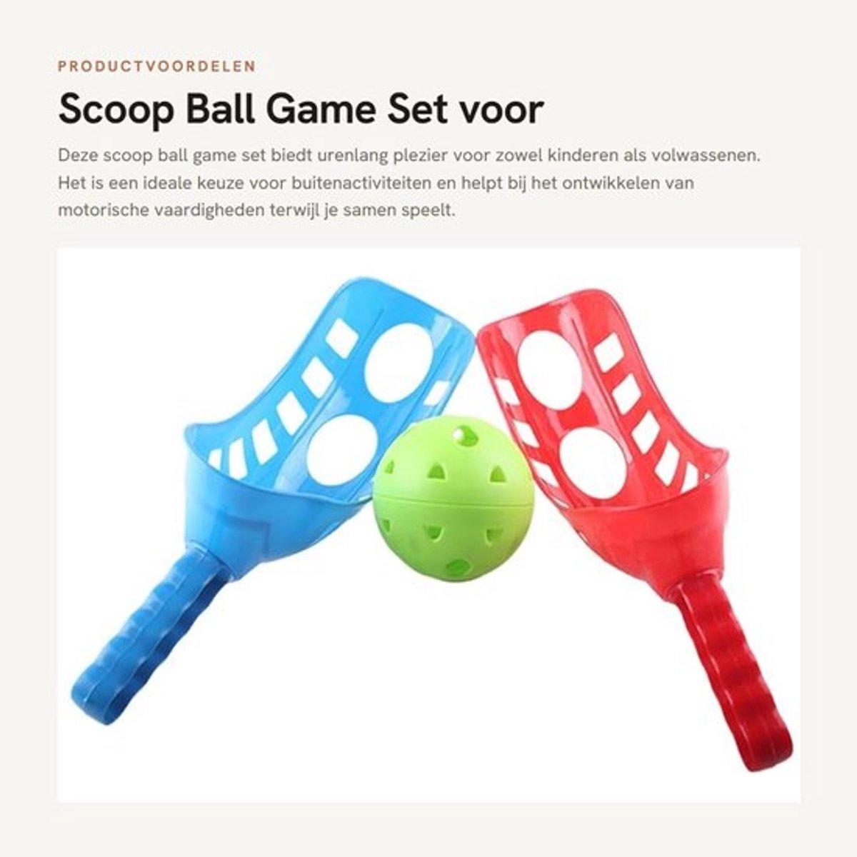 Scoopball Set - 2 Balvangers - 1 Bal - Lichtgewicht - Duurzaam Kunststof - Geschikt voor Binnen/Buiten - Balspeelgoed