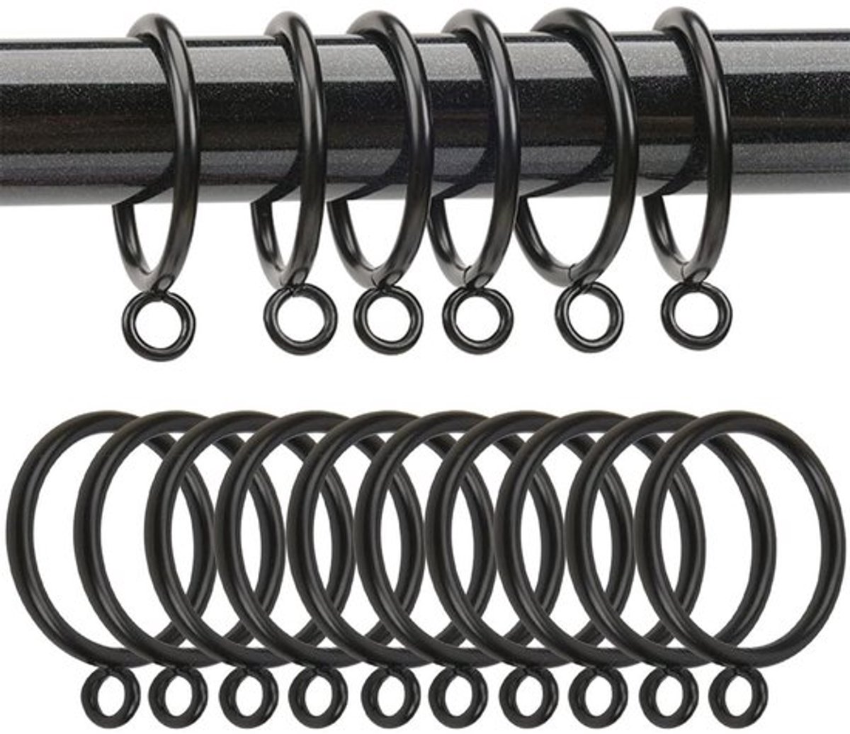 Gordijnringen 24 stuks - Metalen Ringen - 25 mm Binnendiameter - Zwarte Oogringen - Duurzaam - Stijlvolle Afwerking - Gordijnhaken