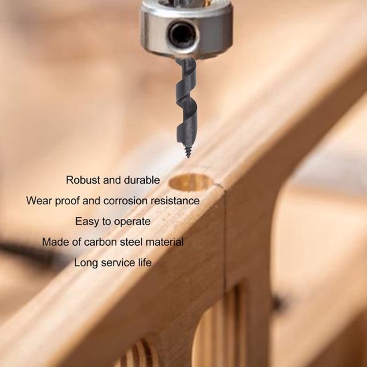 Handboor Koolstofstaal - Zelftappende Schroef - 25-230 mm - Scherp en Praktisch - Duurzaam - Voor Bushcraft en Camping - Boor