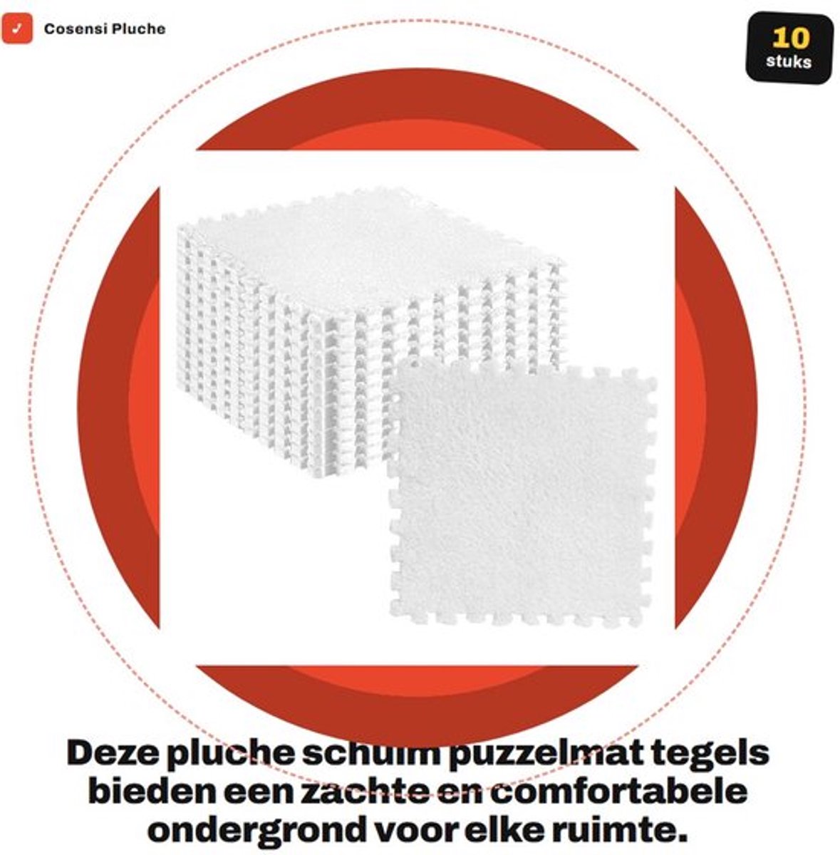 Puzzelmat 10 Stuks - Pluche Vloermattegels - Antislip - Zacht - Veilig voor Kinderen - Eenvoudig te Installeren - Vloermat