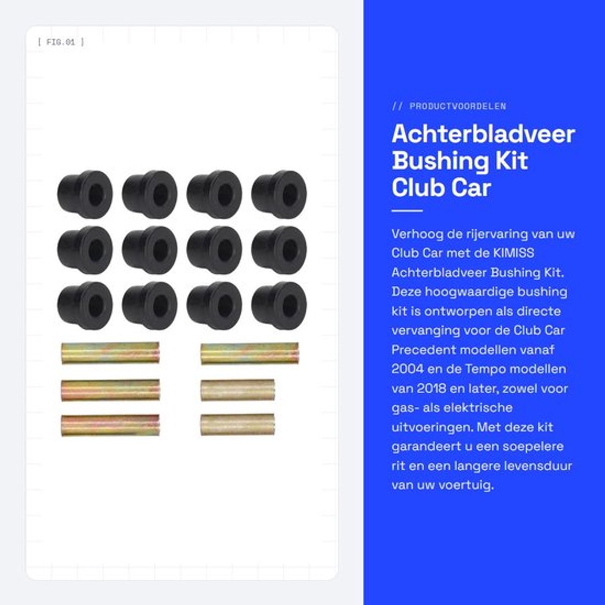 Achterbladveer Bushing Kit - Club Car Precedent - Hoogwaardige kwaliteit - Geschikt voor 2018-UP - Duurzaam materiaal - Eenvoudige instal...