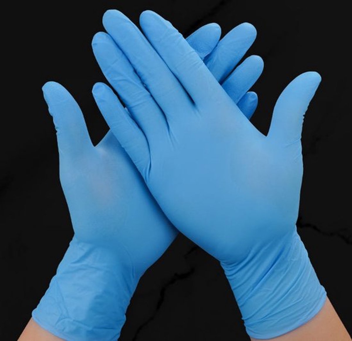 Blauwe nitril wegwerphandschoenen, poedervrij, maat M, 100 handschoenen per verpakking