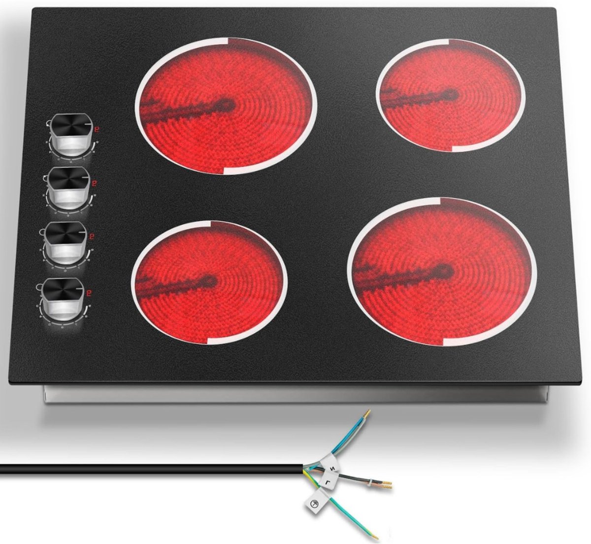 ApexArte® Elektrische Kookplaat 4 Pits - Elektrische Fornuis - Elektrische Kookplaat Vrijstaand - Zwart