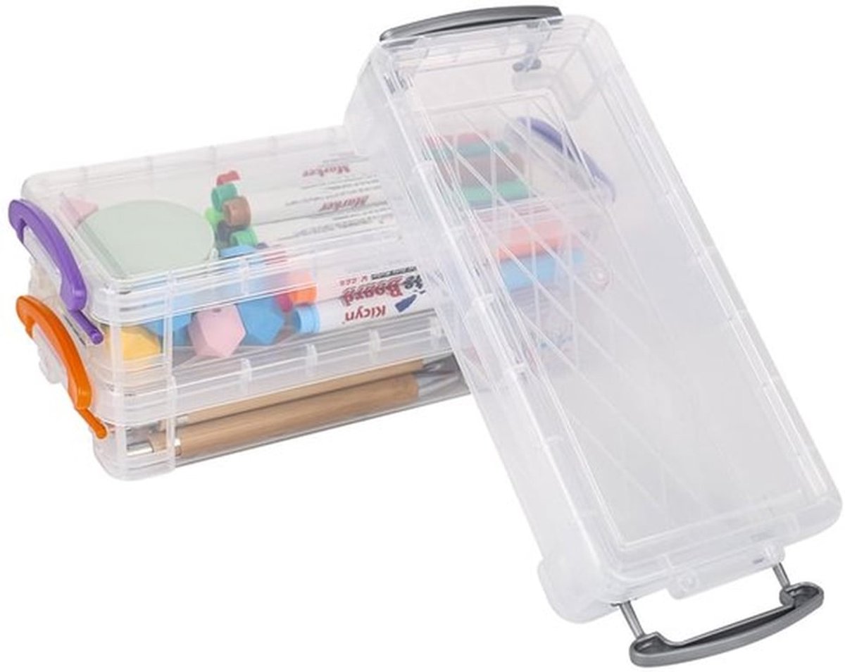 Pennenbox 3 Stuks - Opbergtas - Transparant - 21 x 10 x 4 cm - Robuust - Stapelbaar - Ideaal voor Kantoorartikelen - Pencil Case