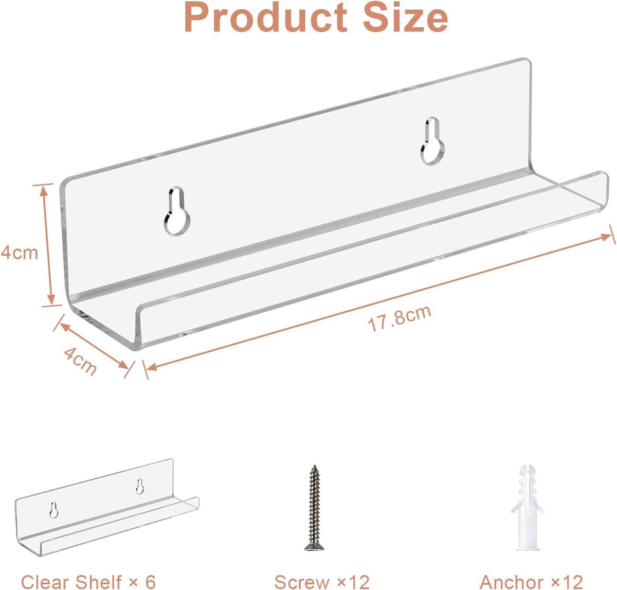 SnelShoppen - 6 Transparante Acryl Houder voor LP's - Wandmontage - Vinyl Platen, Foto's, Tijdschriften - 17.8L x 4W x 4H cm - Stijlvolle Wanddecorati — cadeau in Wonen & Interieur - foto 7