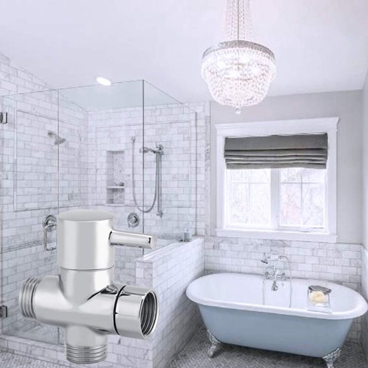 Shower Arm Switch Valve - 3 Way T Adapter - Duurzaam Messing - Chromen Afwerking - Handdouche - Perfect voor Badkamer en Keuken - G1/2 Inch