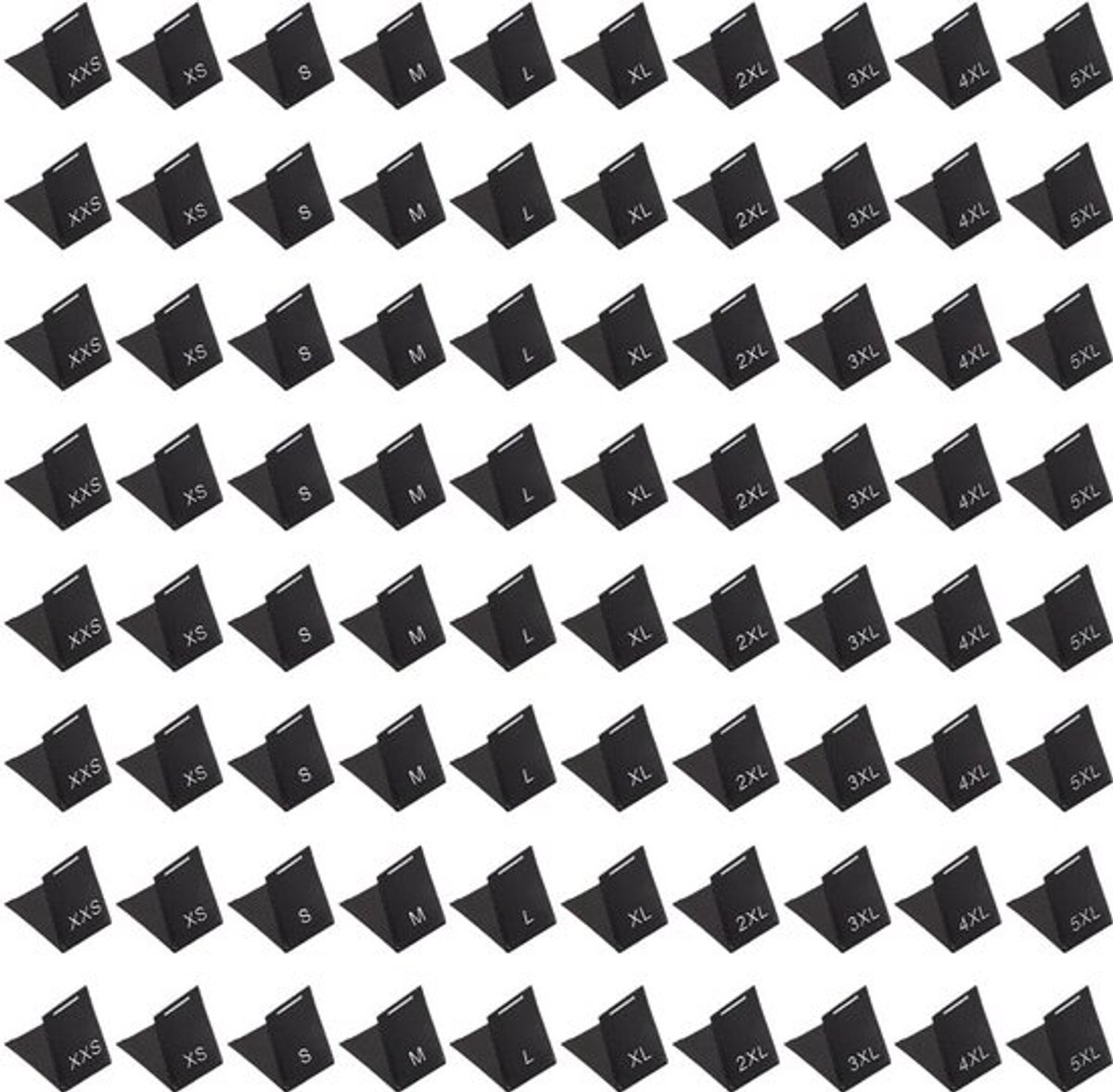 Maatetiketten 500 stuks - Kledinglabels voor op te strijken - Geweven kledingetiketten - Polyester - Duidelijke maataanduiding XXS/5XL - Slijtvast en wasbaar
