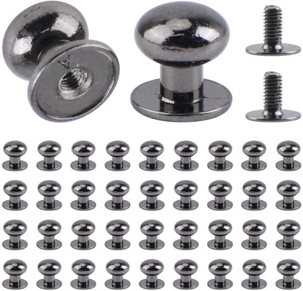 Knoppen 36 stuks - Mini Ronde Knoppen - Zwarte Legering - Voor Juwelendoos/Kast - Eenvoudi
