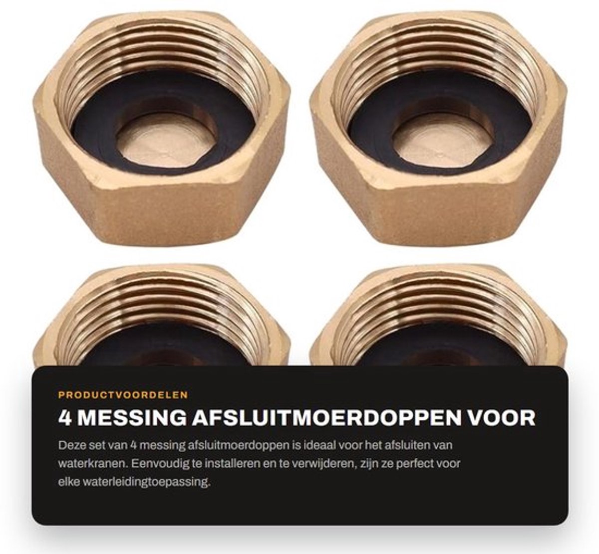 Afsluitmoerdop 3/4 inch - Messing - 4 Stuks - Eenvoudig te installeren - Vervangend access