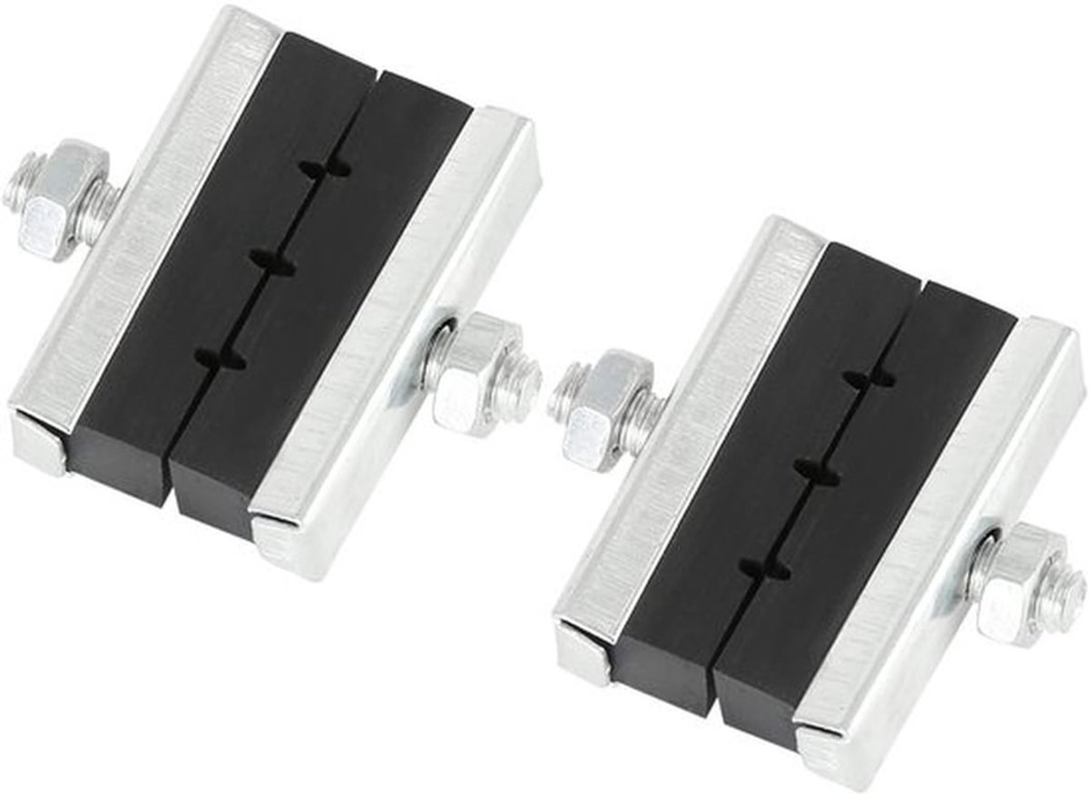 Remblokken Fiets - Set van 4 - Duurzaam Rubber/Metaal - Geschikt voor Mountainbike - Zandgeleidingsgroeven - 40 mm - Fietsremmen