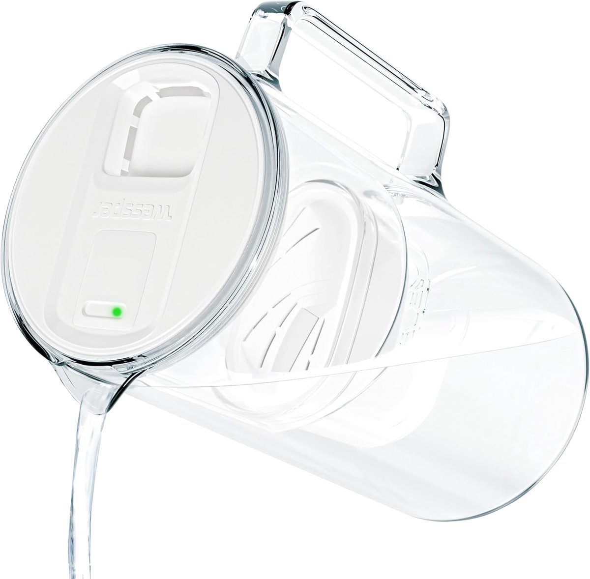 SnelShoppen - Waterfilterkan met LED Indicator, 3 Liter, Glazen Waterfilterkan, BPA-vrij, Actieve Kool Waterfilter, Vermindert Chloor en Zware Metalen