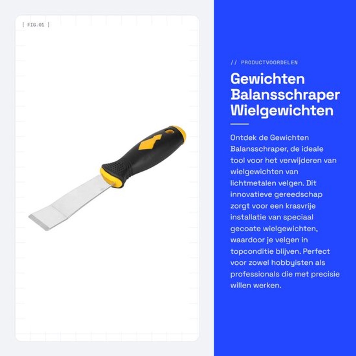 Balansschraper Hoogwaardige Wielgewichtverwijderaar - Wielbalancerinstallatietool - Krasvrije Installatie - Chroom Vanadium Staal - Kunststof Handvat - 100% Nieuw