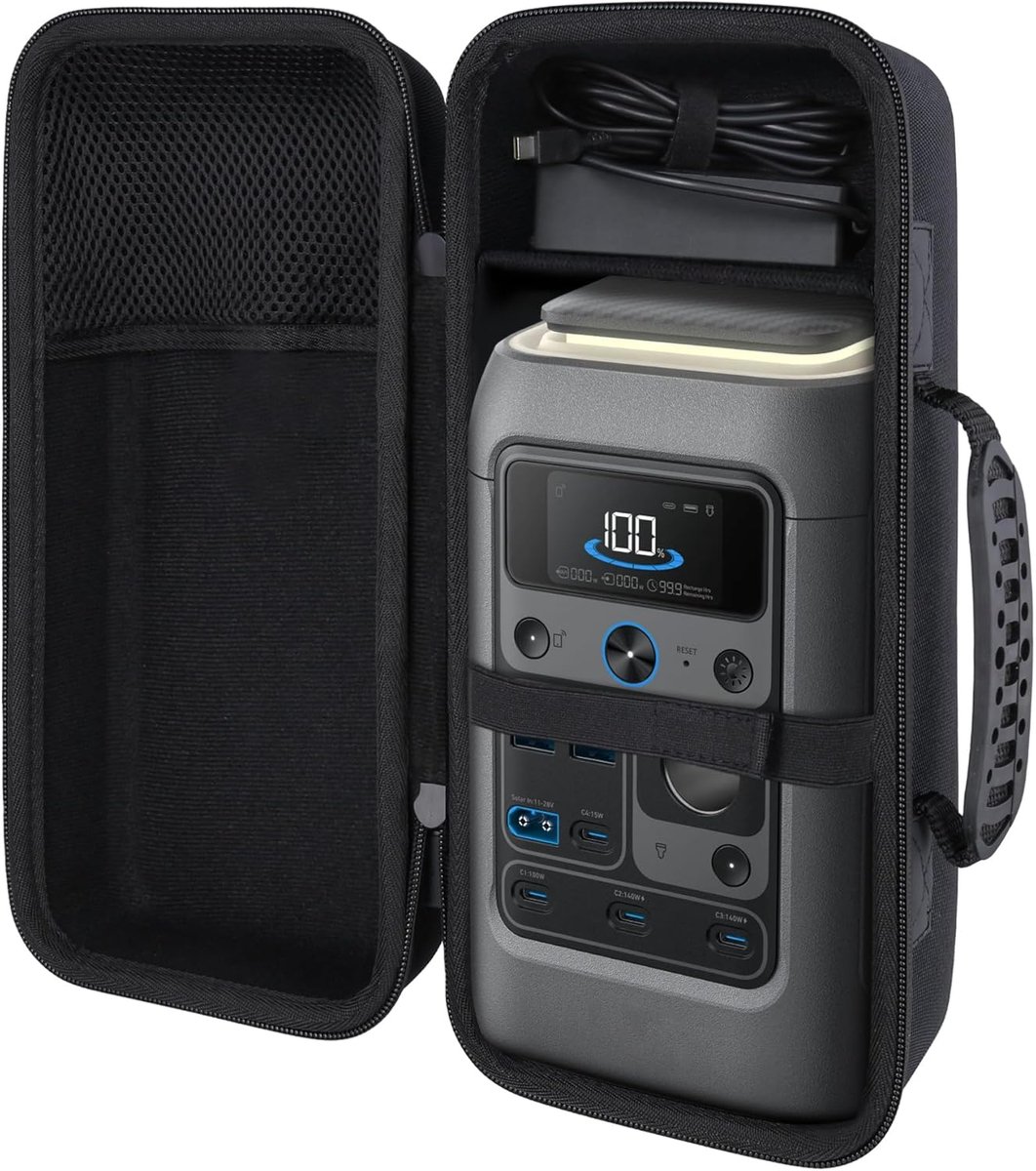 Thijox - Harde Reiskoffer voor Power Bank Station Anker SOLIX C300 DC - Beschermhoes Zwart voor Draagbare Zonne-generator - Ideaal voor Camping, Buite
