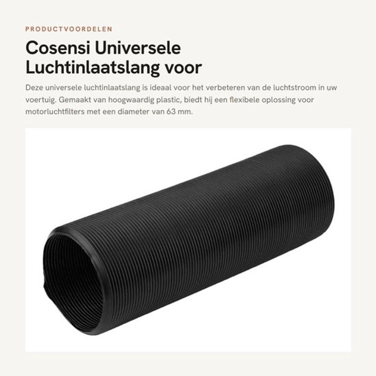 Luchtinlaatslang Gemaakt van hoogwaardig plastic - Flexibele slang - Universele auto-gemodificeerde inlaat - Boring 63/76mm - Lengte 25-100 cm - Hittebestendig en elektrisch isolerend - Luchtinlaat