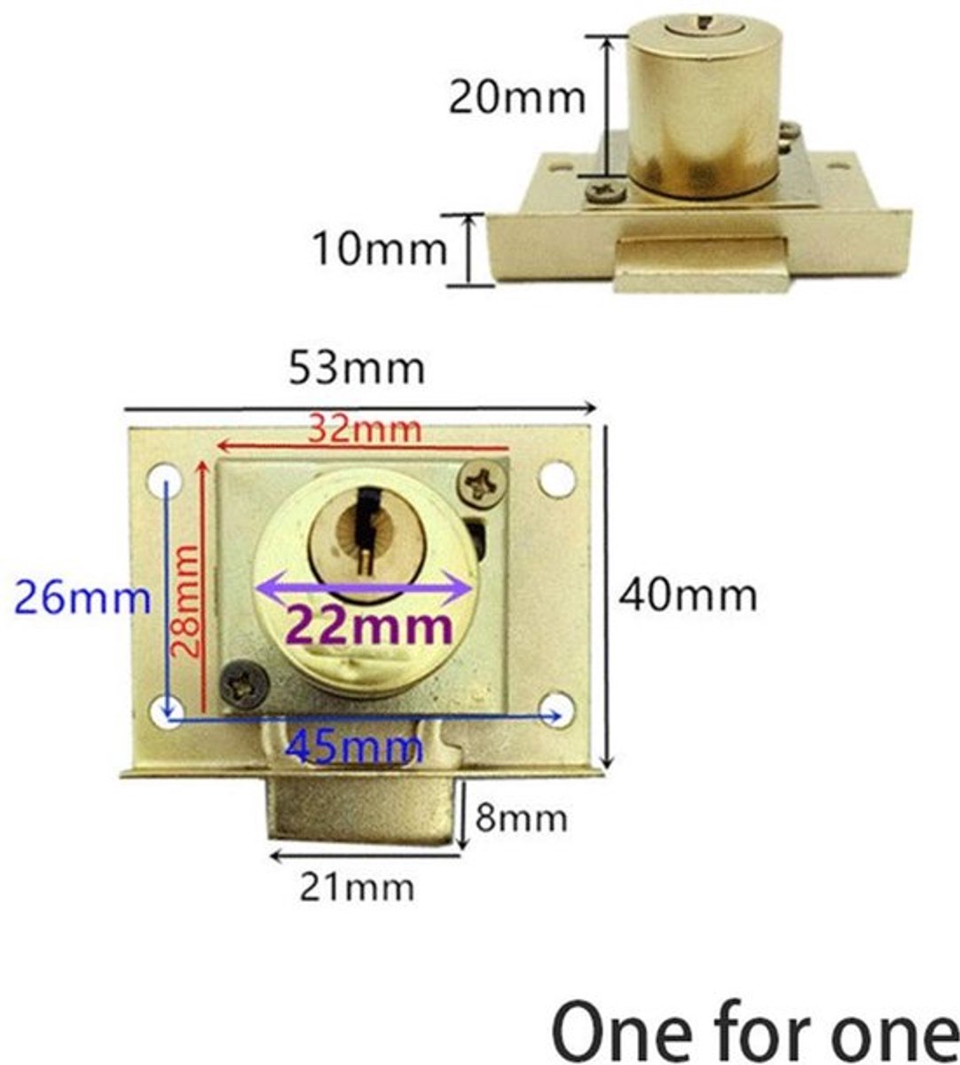 Cilinderslot Goud - Vintage Deurslot - Kastslot - 20mm Dikte - 2 Sleutels - Type A/B - Corrosiebestendig Koper