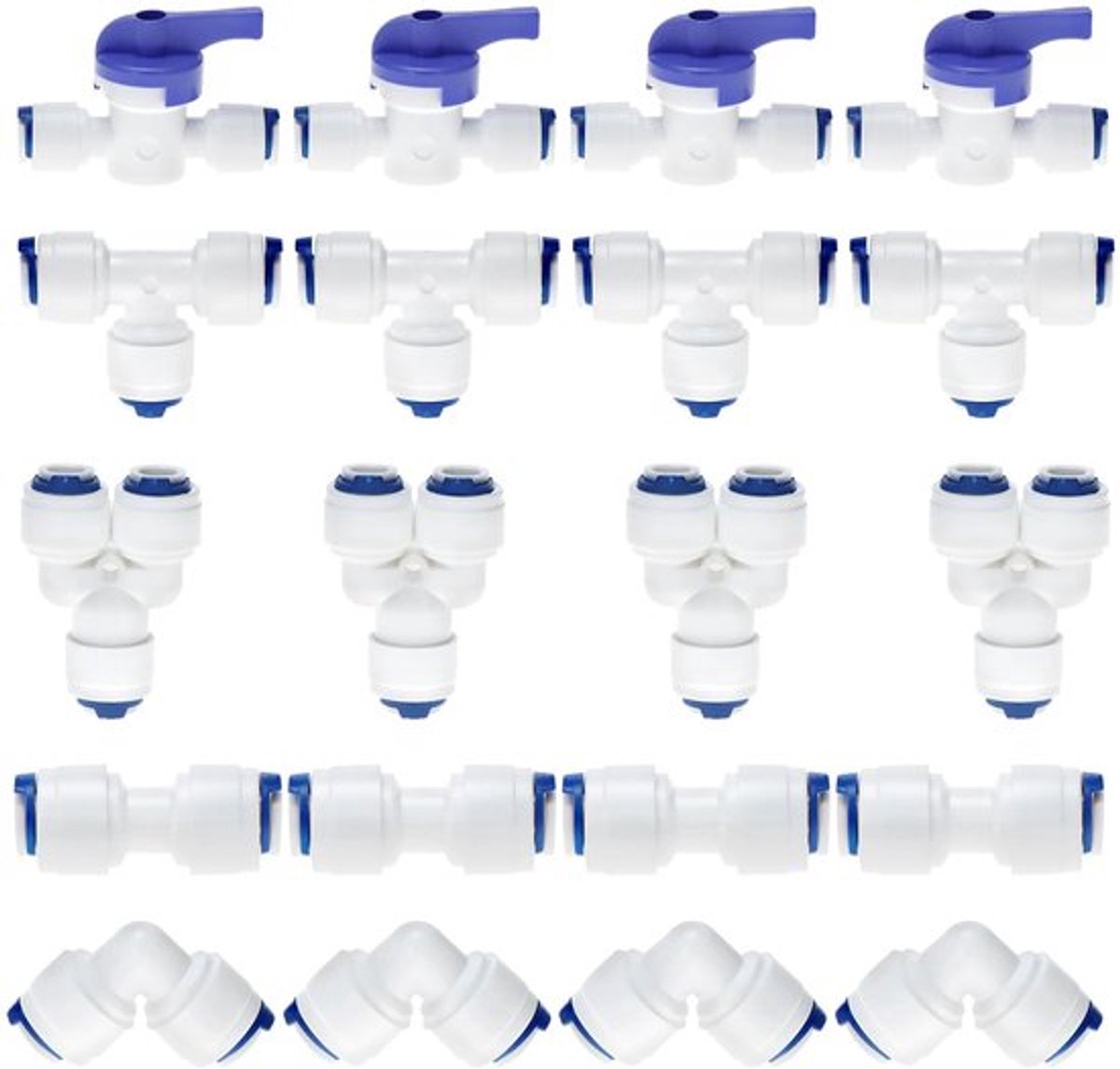 Waterfilter Fitting Set - 20 Stuks - 1/4" Aansluiting - T/Y/I/L Type - Duurzaam - Levenslang Lekvrij - Wateraansluitingen