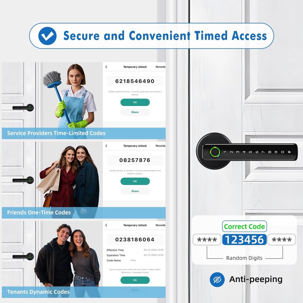 SnelShoppen - Deurslot met Vingerafdruk, Slimme Deurslot met Sleutel & Sleutelkaart, Bluetooth-App, Waterdicht en Veilig voor Huisdeur | Smart Home Be