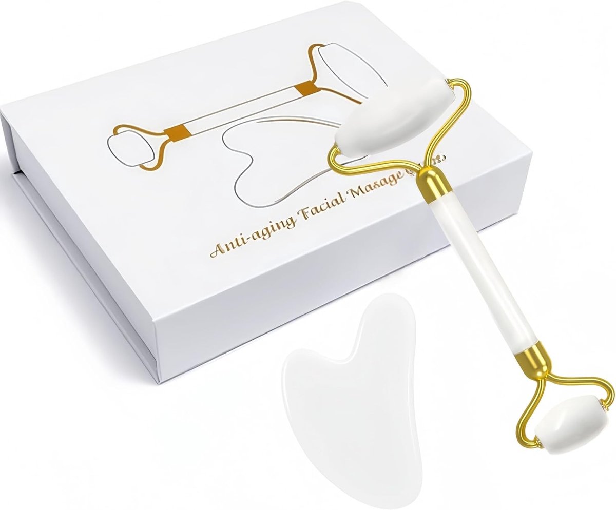 Natuurlijke Gua Sha Massage Tool van Jade voor Gezichtsverzorging, Vermindert Rimpels en Wallen, Verstevigt de Huid en Ontspant Spieren