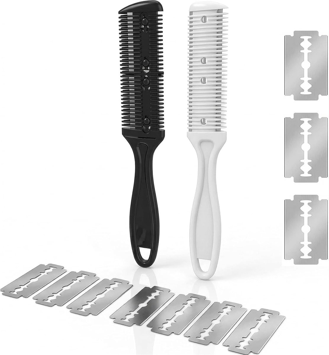Scheerkam voor het uitdunnen van haar, dubbelzijdige tondeuse kam, ideaal voor precisie knippen en styling, 2 stuks.