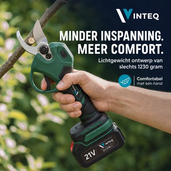 Vinteq Elektrische Snoeischaar - Accu Snoeischaar - Tuinschaar - Takkenschaar - Incl. Koffer - 2x 4Ah Accu - 40mm - Groen van Vinteq® — afbeelding 2