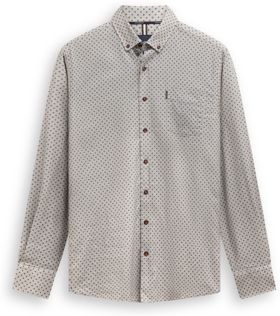 State of Art Overhemd Flanellen Overhemd Met Grafische Print 21426255 Taupe Cognac Mannen Maat - L