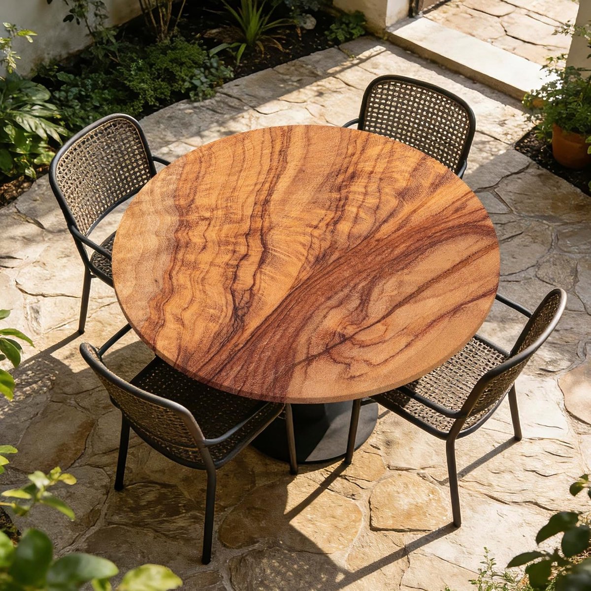 Wasbare Ronde Tafelkleed met Elastische Rand voor Tuin en Restaurant, Houtpatroon, Diameter 90 cm, Perfect voor Feesten en Buitenevenementen