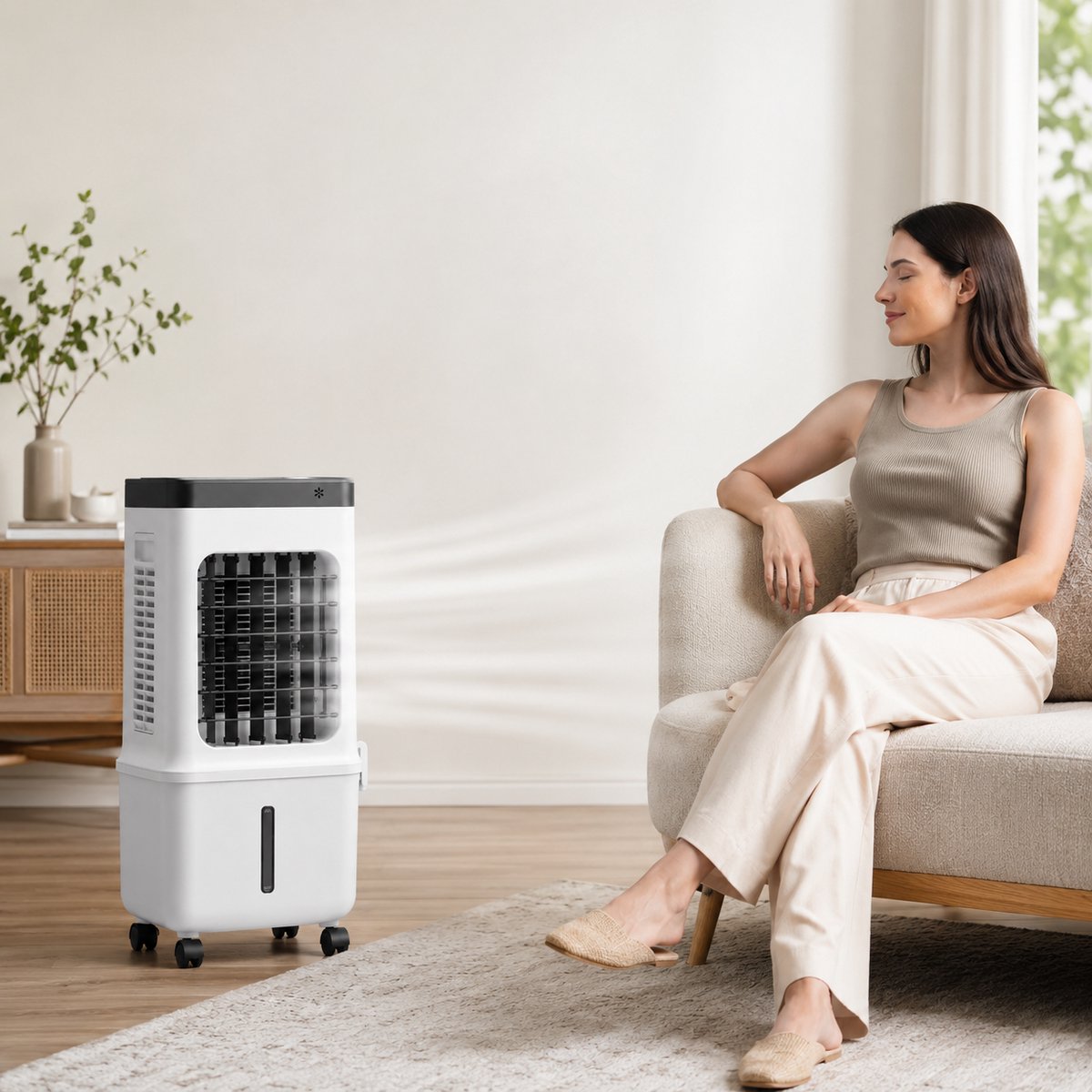 QORA® Airco Zonder Afvoerslang – Luchtkoeler, Ventilator & Luchtbevochtiger – 10,5L – Inclusief Ice Packs – Wit – foto 7