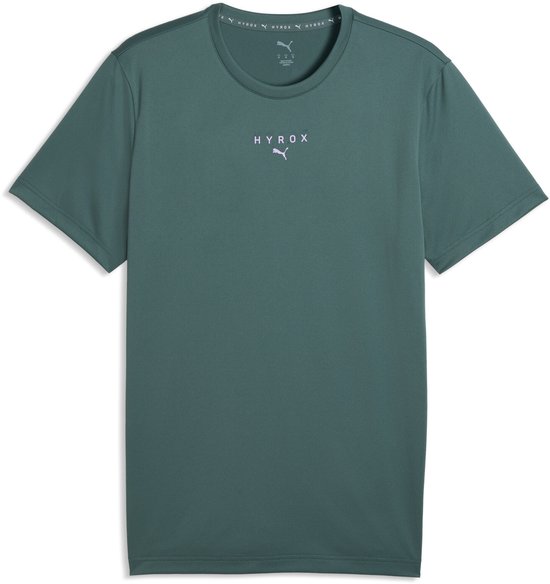 Donkergroen PUMA X HYROX sportshirt met roze logo en tekst