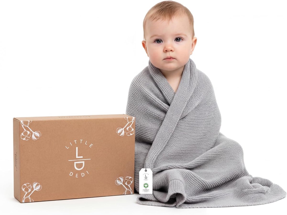 SnelShoppen - Luxe Gehaakte Dekentje van Organisch Katoen, Ademend en Temperatuur-Regulerend, GOTS-gecertificeerd, Ideaal als Knuffeldekentje voor Bab