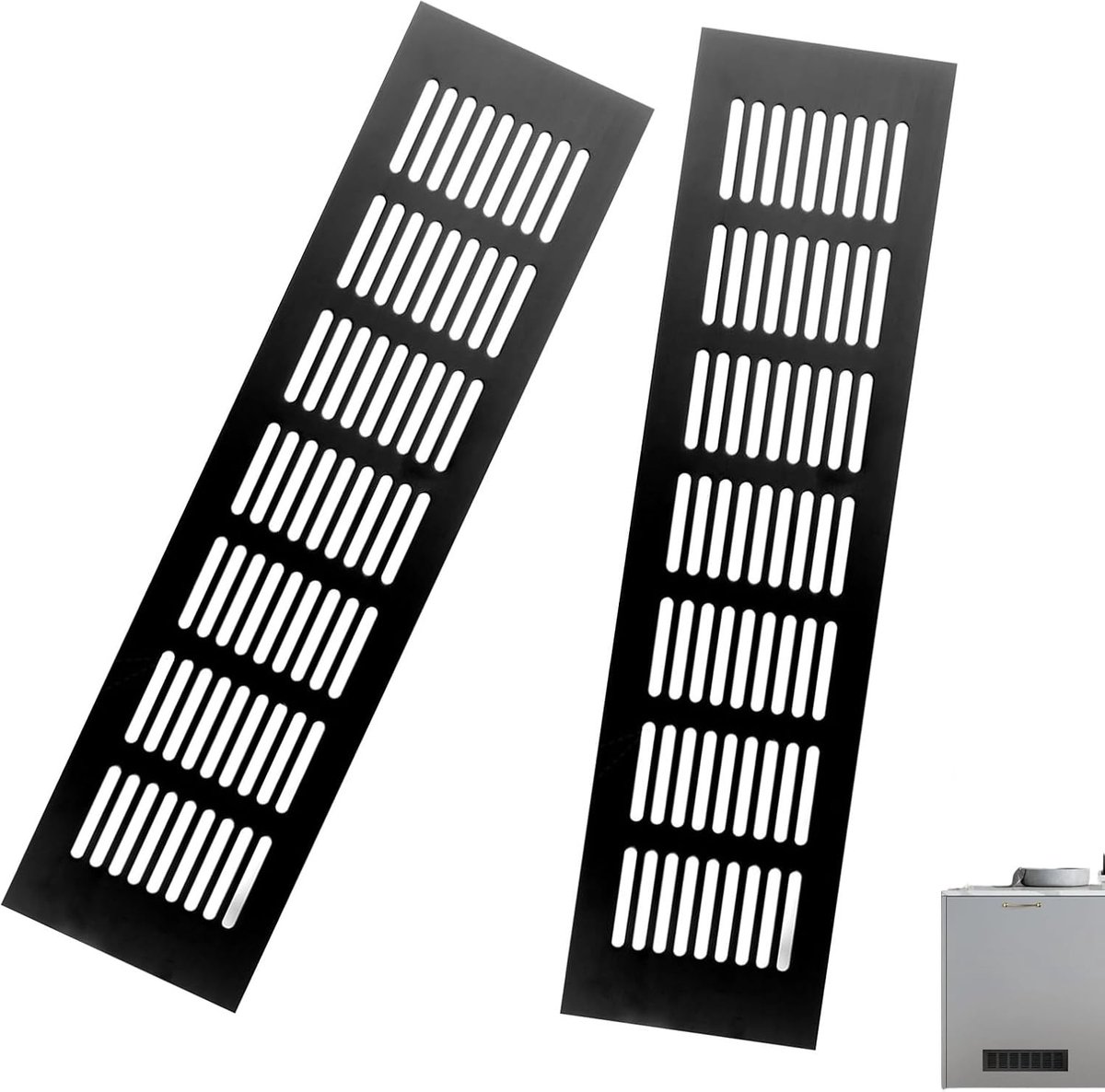Rectangulaire Ventilatierooster 50 x 300 mm - Zwart Aluminium Rooster voor Schoenenkast en