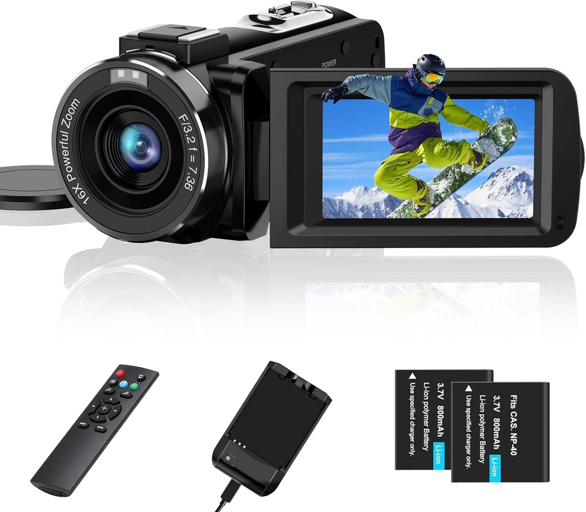 Videocamera 2.7K Camcorder - Vlogcamera YouTube Tiktok - Video Opnames Maken - IR Nachtzicht Glimlach Sensor - 36MP 16x Zoom