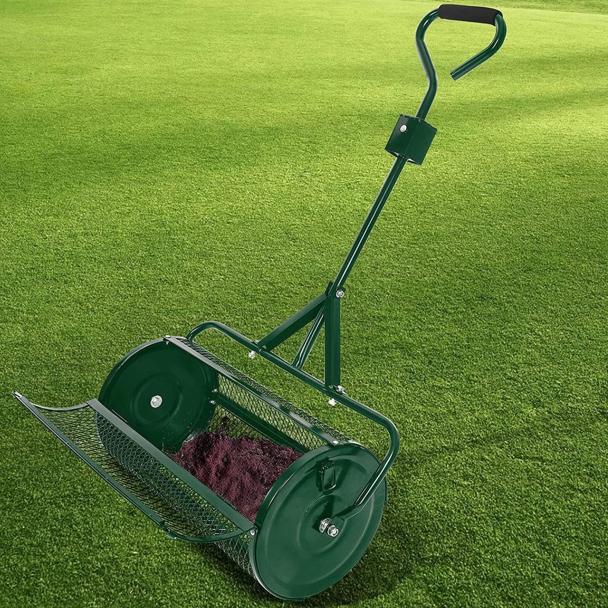 Gazonstrooier - Compoststrooier Tuin - Gazon Bemesten - Grote Capaciteit Mand - 2.7 cu.ft - Zwart
