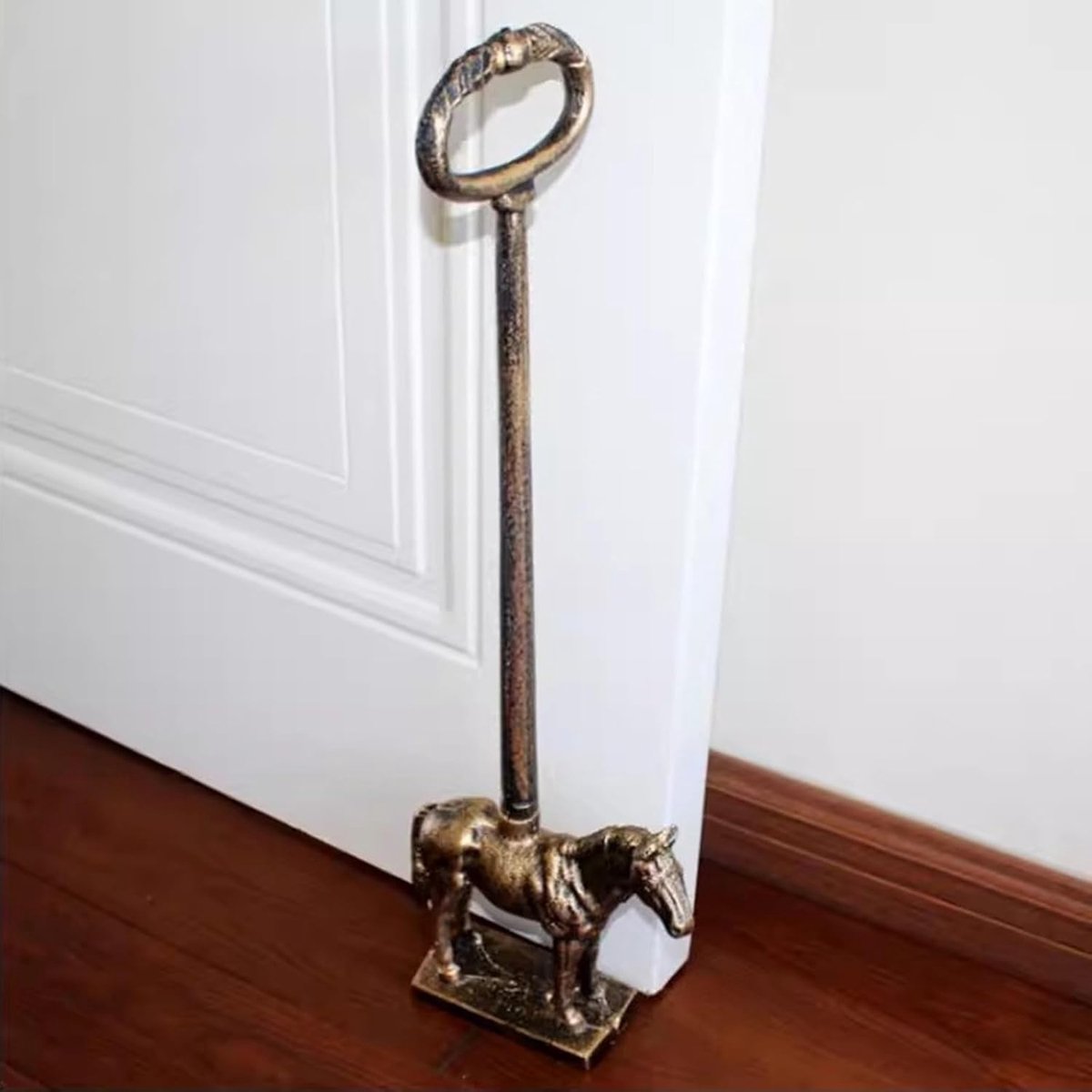Deurstopper Gietijzer - Paarden decoratie - Deur open houden - Zwaar antiek ontwerp - 23 kg - Antiek koper