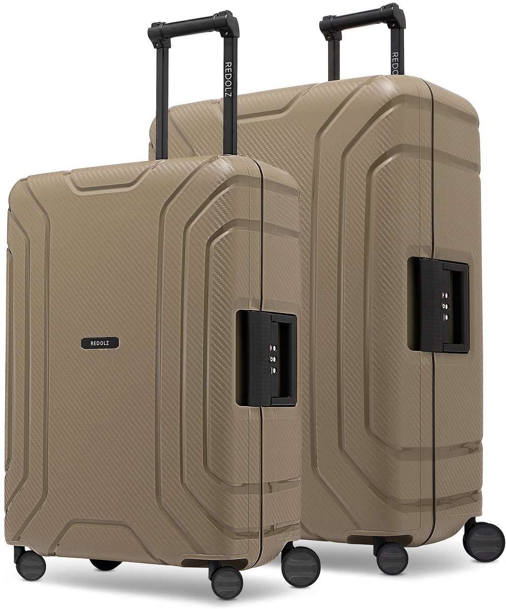 Redolz Essentials 15 4-wiel kofferset 2-delig met driepuntsluiting - Harde bagage - TSA slot - cool beige