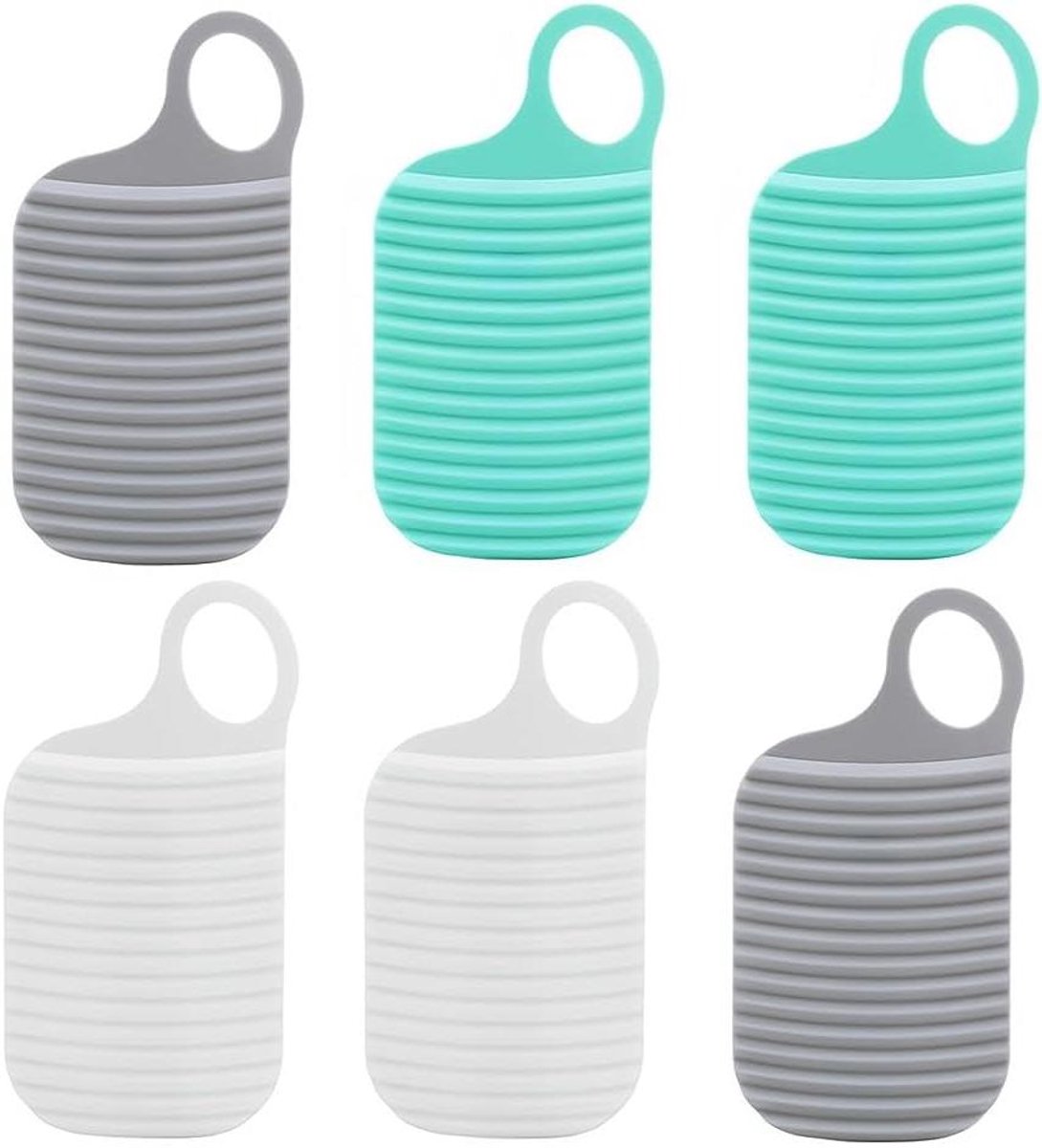 Mini Wasbord - Handwas Hulp - Sokken Wassen - Compact Ontwerp - 6 Stuks - Wit Grijs Groen