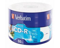 Verbatim Cd-R 700Mb Extra Beveiliging Bedrukbare Opneembare Discs 50 Stuks