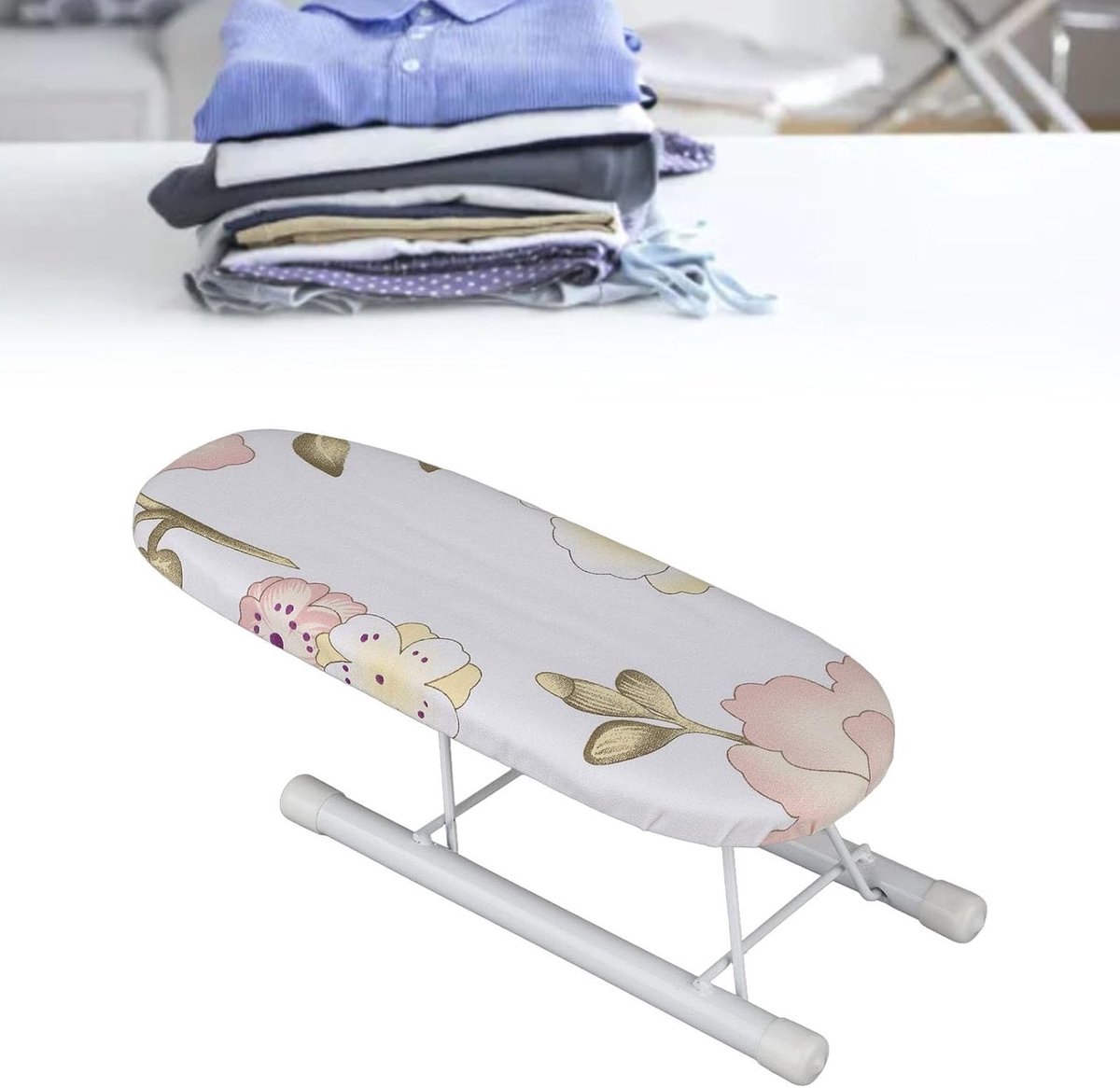 Compact Strijkplank voor Thuis en Reizen, Ideaal voor Mouwen, Kragen en Pantalonopeningen met Verwijderbare Wasbare Hoes en Stabiele Ondersteuning
