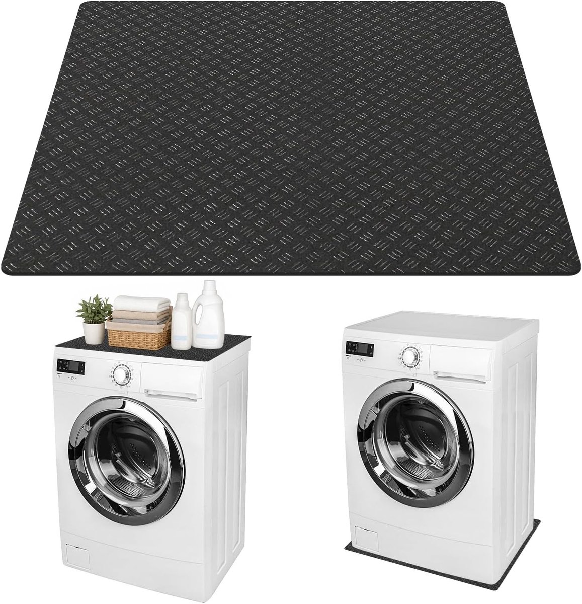 Dubbelzijdige antislipmat voor wasmachines en koelkasten, waterdicht, trillingsabsorberend, 60 x 60 cm, lichtgewicht rubberen vloermat